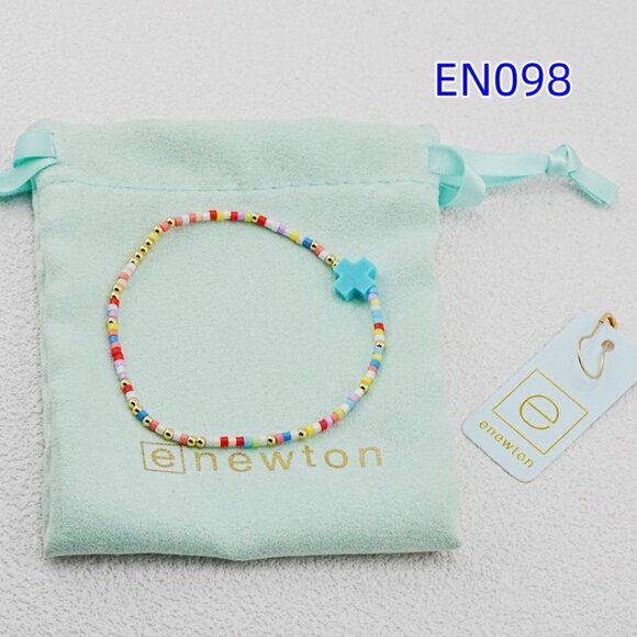 Enewton Colorful Glass Tube Bead Blue Cross Bracelet - Picture 2 of 4